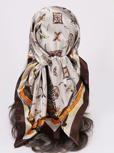 European and American fashion imitation silk scarf for women, headscarf, 90*90CM square scarf with patterned neckerchief and shawl