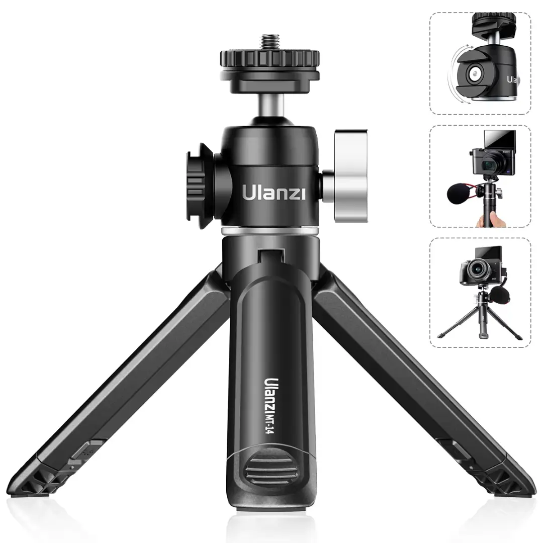 Ulanzi MT-14 Aluminum Alloy Tripod Stabilizer, 2KG Load Capacity, 360° Ballhead, 1/4 Screw, Light Portable Camera Accessory for Smartphone, Cellphone, Mobile Device, Pocket 4/3, Accessories