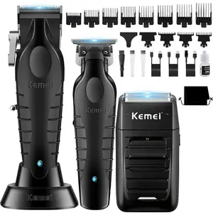 Kemei Hair Trimmer Set Km-2296 Km-2299 Km-1102 Men's Electric Razor Professional Clipper Gift, Lithium Ion Battery, New Condition, Cordless Hair Trimmer, Barber Clipper Set