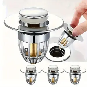 1 heavy-duty metal spring-up drain plug with lever mechanism - suitable for sink and bathtub drainage, odor-proof and leak-proof bathroom drainage component, with screws for easy installation Pop Up Drain