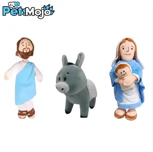 3 in 1 Jesus Plush pillows, Jesus virgin mary and donkey plush pillows, Jesus Rides a donkey plush toy, soft plush material, ideal for home decor, Religious gift, Christian Baptism gift, Thanksgiving Christmas gift, lovely plush gift, home decor, gift