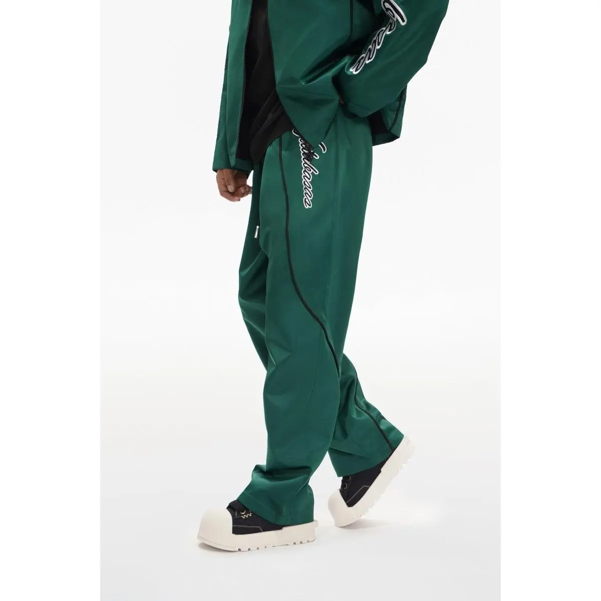 Men's Tapered Stretch Fabric Athletic Track Pants - Relaxed Fit Activewear with Adjustable Drawstring, Signal Green