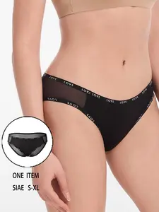 Lace Underwear for Women, Sexy Mesh Thong, Modal Fabric Comfortable Breathable, Letter Print Large Size Triangle Panties