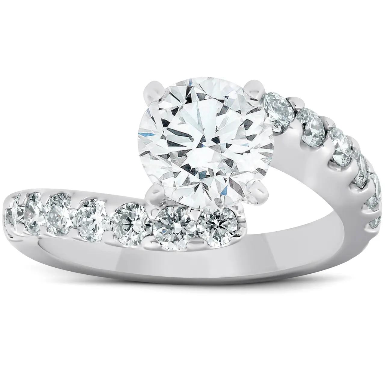 Certified 3 Ct Diamond Engagement Ring Twisted Band 14k White Gold Lab Grown