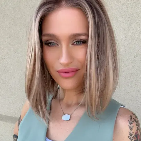 Caris by AISOM Short Bob Cut Free Part Lace Front Wig with Scandinavian Hairline Very Low Density 12 Inches Heat Friendly Synthetic Wig