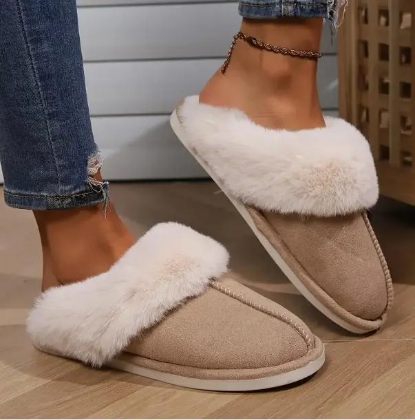 Women's Fuzzy Slippers Memory Foam Autumn Winter House Shoes Indoor Outdoor Trendy Fluffy Bedroom Slides Plush Warm Walking Shoes