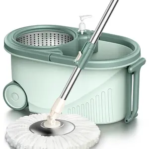 Household Double Drive Rotary Mop Set, 1 Set Including Handheld Wet & Dry Use Spin Mop & Bucket, Cleaning Tool for Hardwood Laminate Tile Wooden Floor