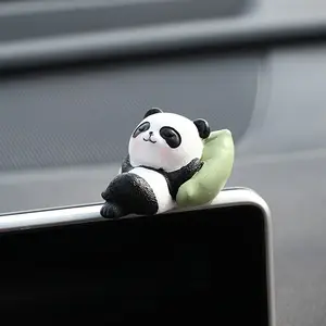Cute Sleeping Panda Resin Car Dashboard Decor, Panda Design with Leaves, Perfect for Car Interior Decoration, Car Desktop Decor, Car Decorations