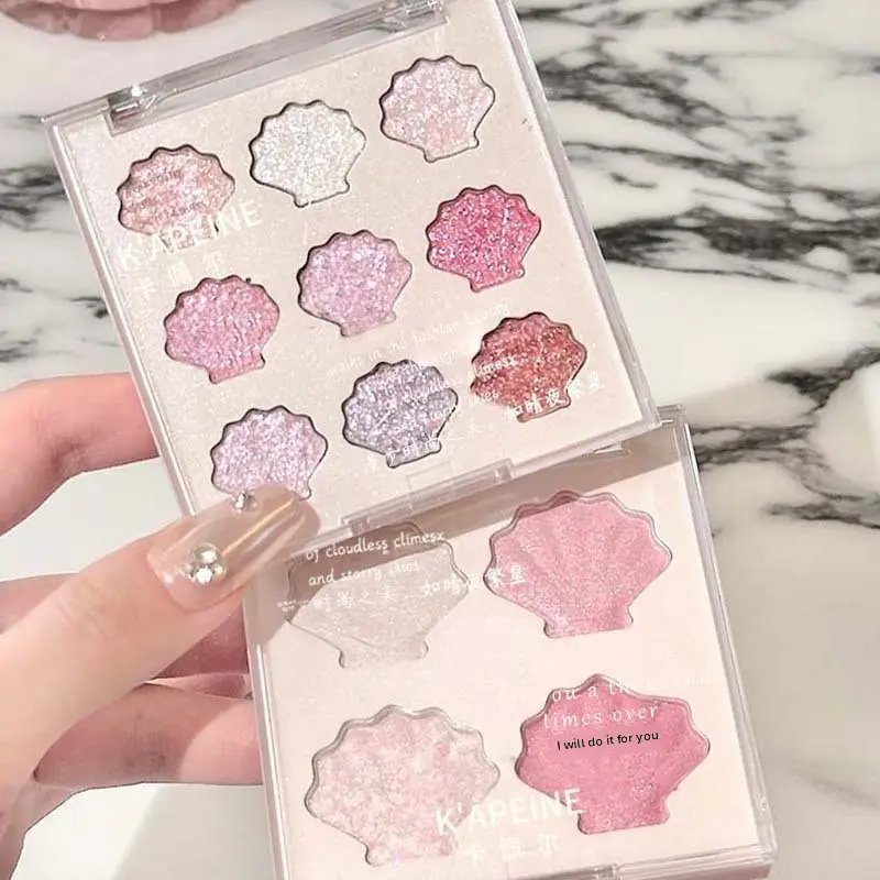 Makeup Capel Shining Star Shell Nine-Color Eyeshadow Palette Mermaid Princess Sparkling Glitter Pearl Shimmer Diamond Highlight Eyeshadow