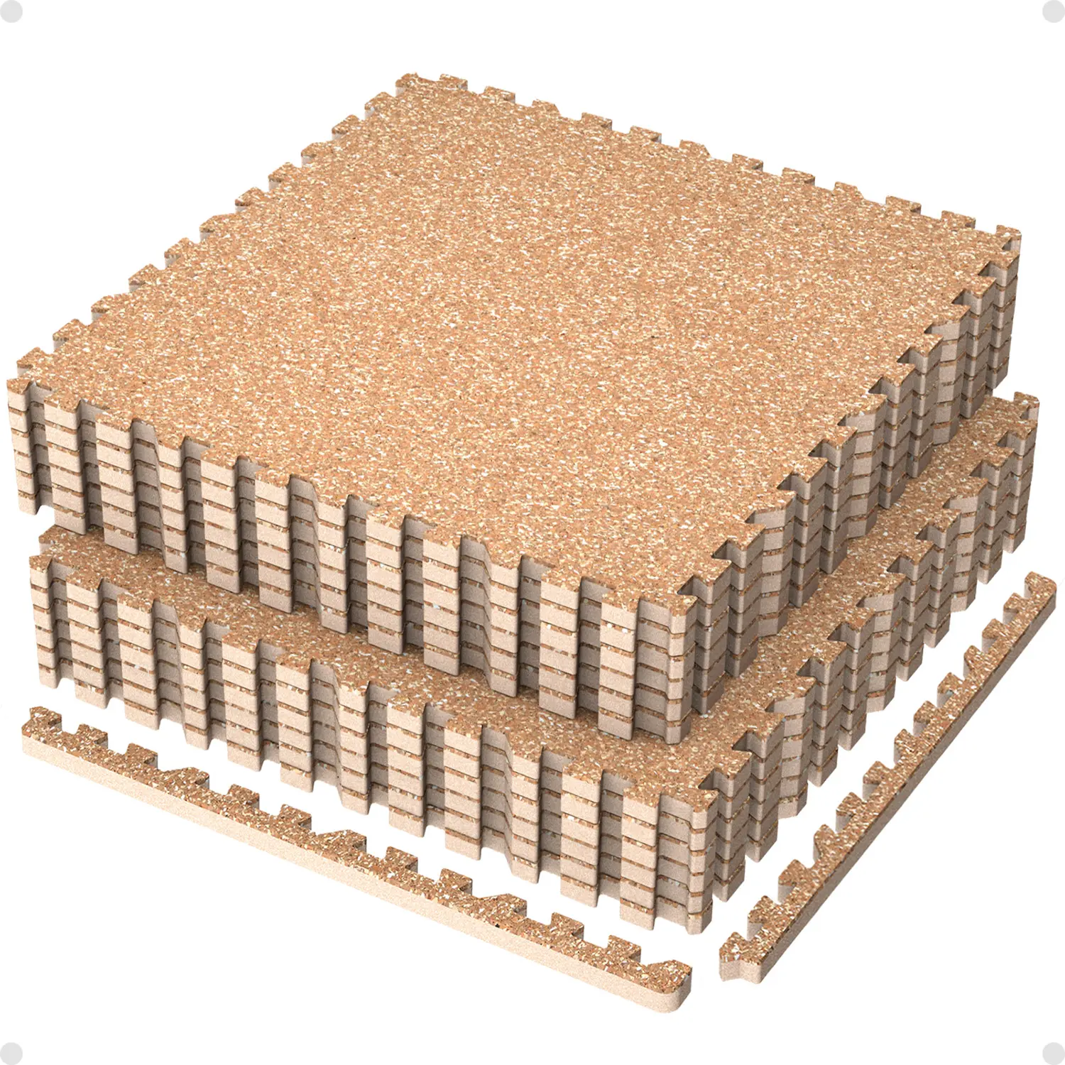 AIRHOP Rubber Top Gym Flooring, 12 Interlocking Wood Pattern Tiles for Home Gym, Heavy Duty Floor Protection for Treadmills & Cardio, 0.56" Thick, 48 sq ft, Workouts, Ethylene Vinyl Acetate, Indoor, Easy To Detach, Eva Foam, Upgraded Rubber, Home Gyms