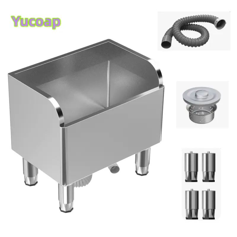 YUCOAP Stainless Steel Floor Mop Sink, Freestanding Utility Sink for Laundry Room, Garage, Restaurant and Commercial Use