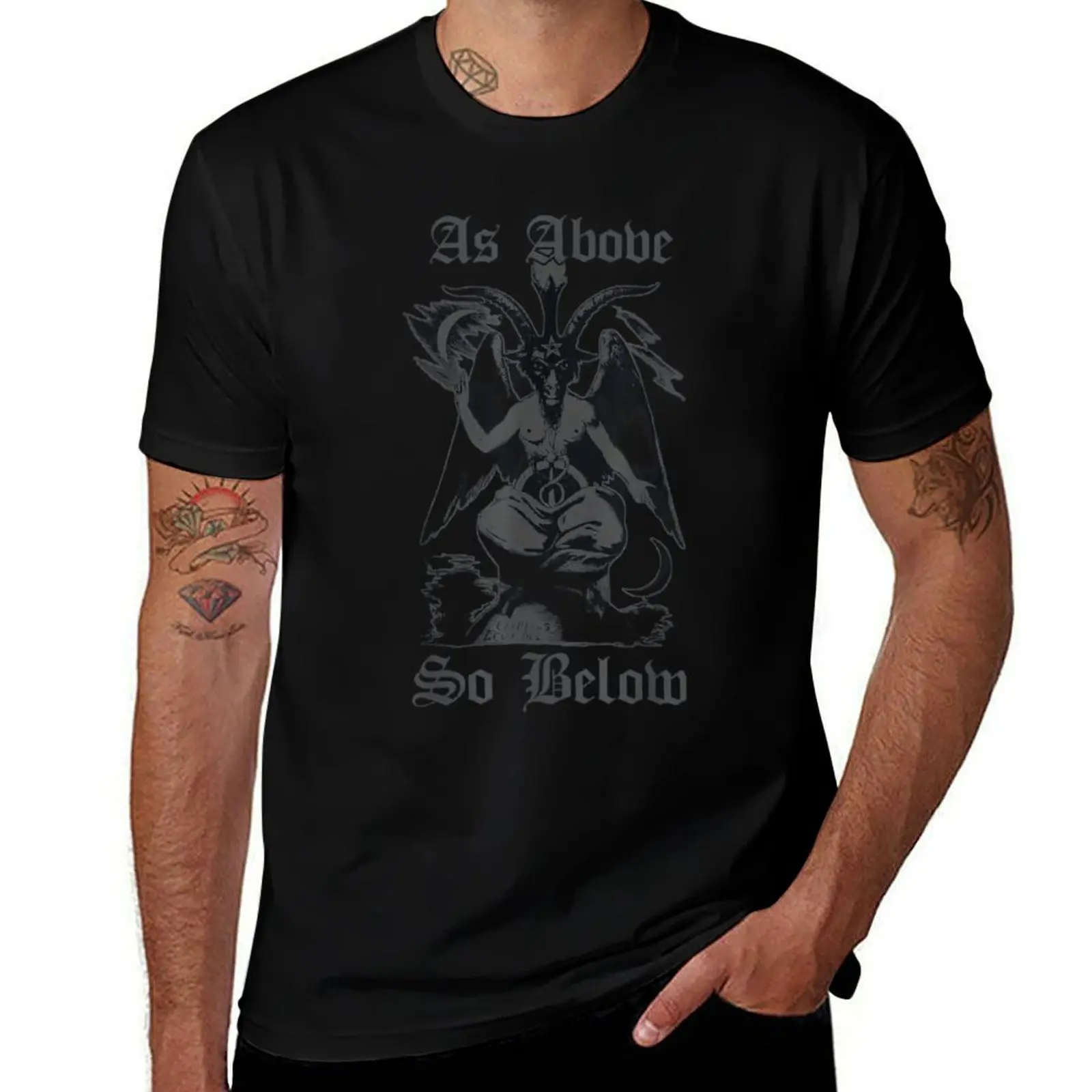 As Above So Below Baphomet Mens T Shirts Cotton Short Sleeve T-Shirt Crew Neck Tees Casual Shirt