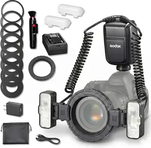 Godox MF-T76 TTL Macro Flash for Sony/ Canon, 76Ws Dual Flash Head,1.2s Fast Recycle, 550 Full Power Flashes/Type-C Rechargeable/1/1-1/256 Power/0°-150° Adjustable Heads/with Adapter Rings/Modeling Lamps