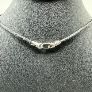 Vegan 24” Waxed Cotton Sterling Silver Clasp Necklace Female Male Birthday Auspicious Daily Engagement Anniversary