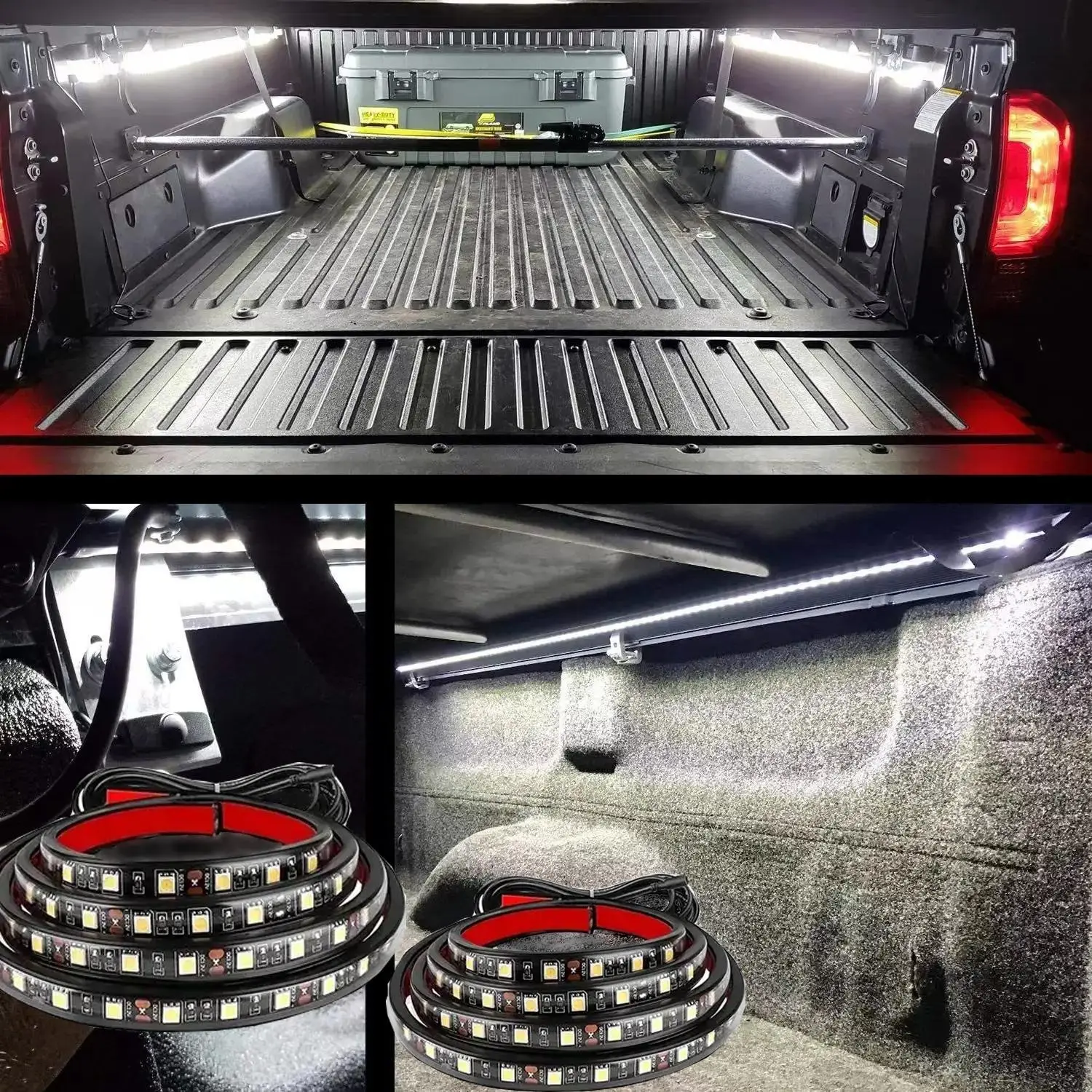 Pickup Truck Bed White LED Light Kit for Summer, 1 Set DC 12V 65W Car Interior Lighting Kit, IP65 Waterproof LED Underglow Light Strip, Car Work light