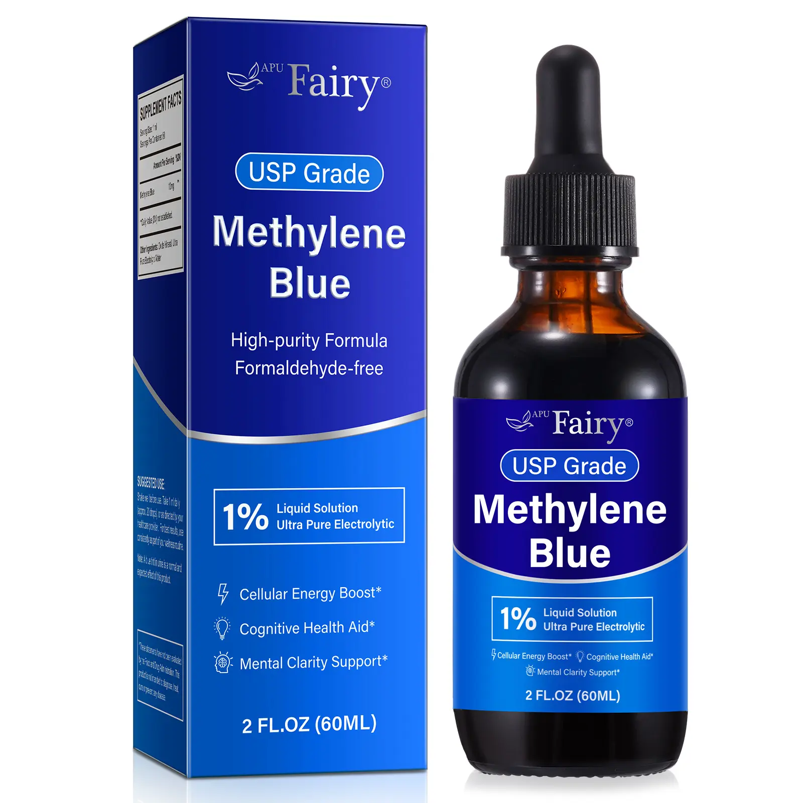 Onebtanicl Methylene Blue Liquid Drops Supplement - 1% USP Pharmaceutical Grade, Formaldehyde-Free, 3 Years Shelf Life, Vitamin C-Infused UK-Sold Adult Selfcare Wellness Solution (G6PD Risk Noted) (1 Bottle) Camping Essentials, Adults, Methylene Blue Liqu