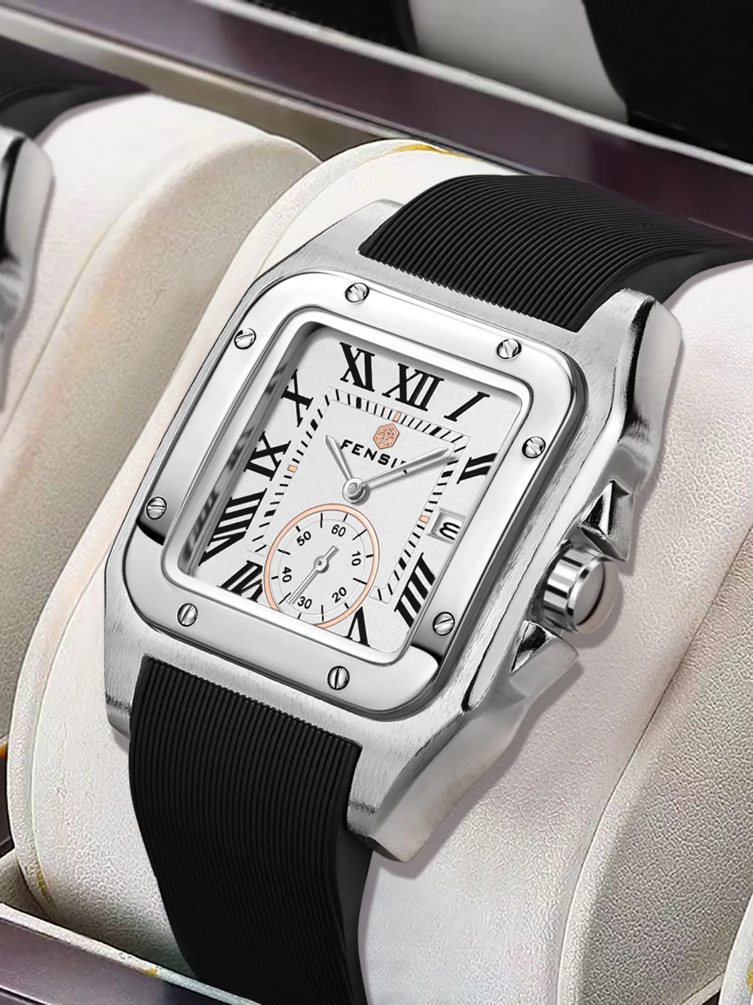 Men's Quartz Watch, Analog Square Dial, Hardlex Glass, Alloy Case, Waterproof Calendar, Fashionable Business Casual Style, Modern Fashionable Wristwatch, Business Fashion Watches