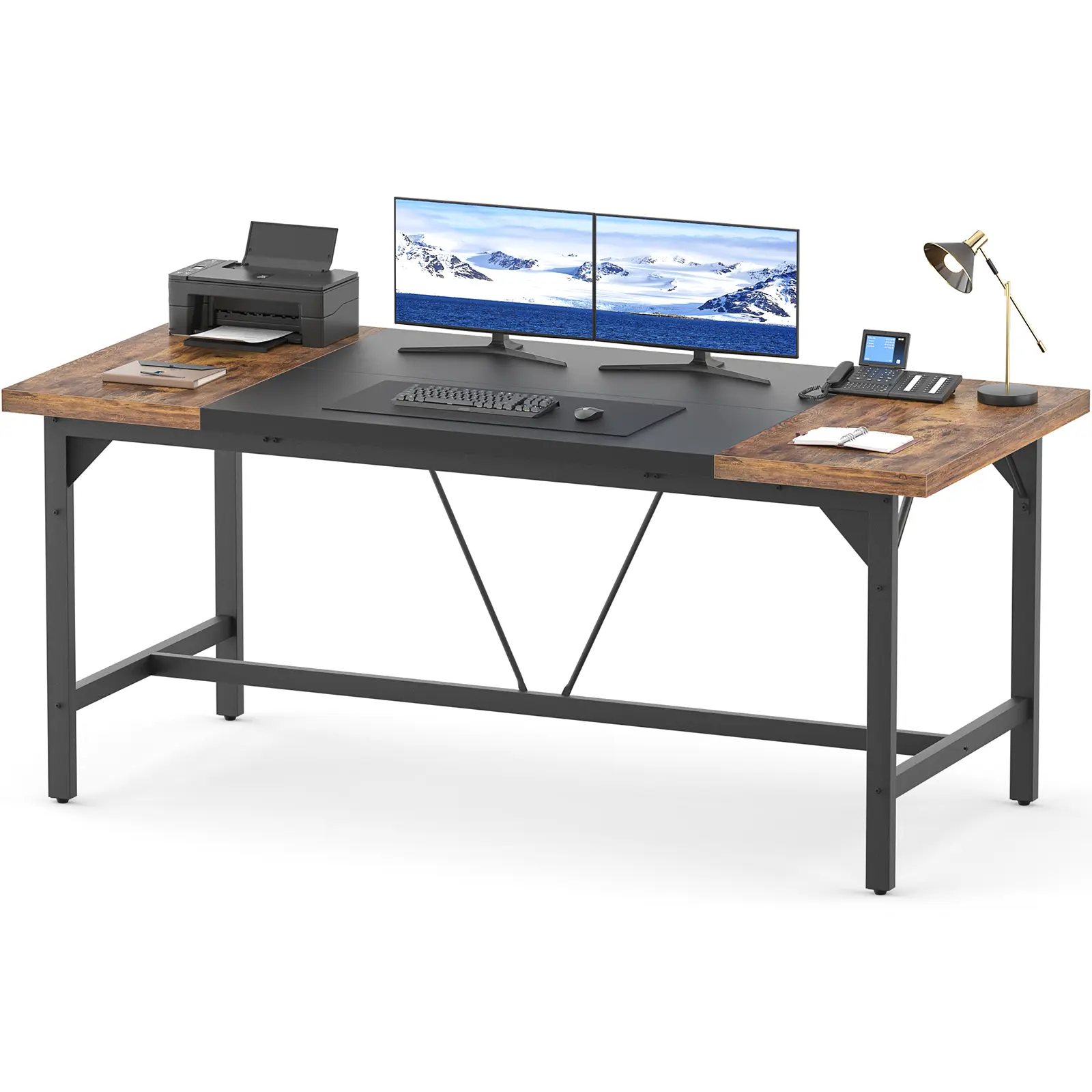 63x31.5 in Sturdy Computer Desk - 1.4 in Thick Premium Commercial Furniture, 2-Person Home Office Desks for Conference Room Workstation Writing Table