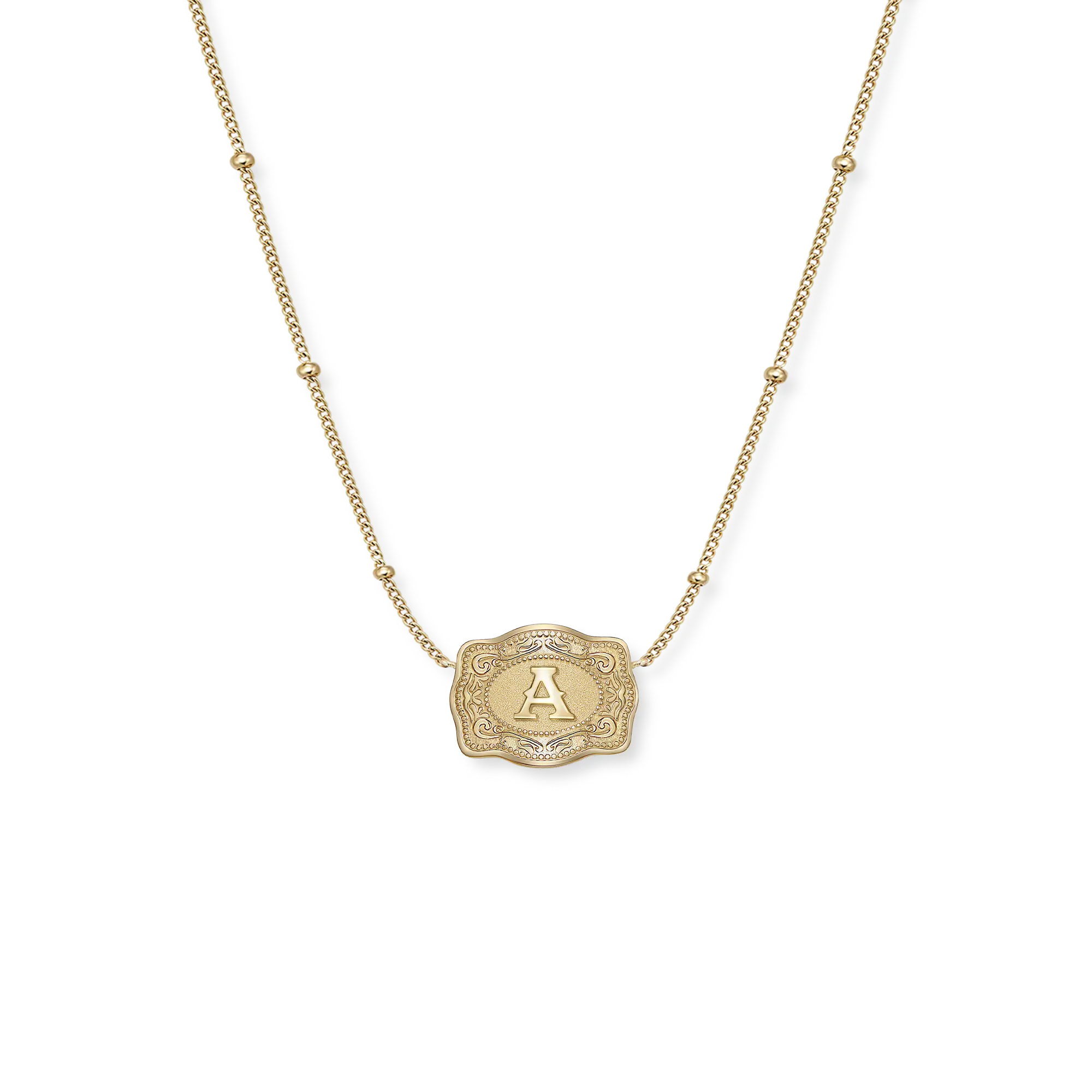 SpurWest Ultra Mini Belt Buckle Necklace (Initial) - Gold