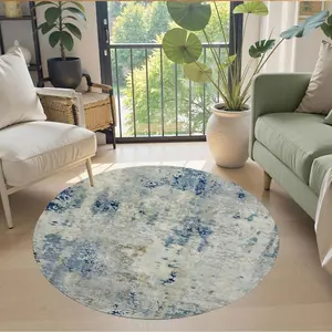 Abstract Art Ink Pattern Round Rug 3.3ft, Circular Indoor Outdoor Kitchen Rug Washable Carpet, Contemporary Non Slip Round Door Mat for Bedroom Front Porch, Modern Area Rug