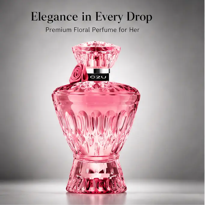 Women's Floral Perfume in Pink Cut Crystal Vase Bottle, Soft Romantic Scent with Rose Decor, Premium Fragrance Gift for Birthdays, Valentine's Day, Women's Perfume, Holiday Gift-Giving, Romantic Festivals, Mild, Perfumes For Women