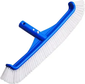 Pool Brush - 17" Pool Brush Head for Cleaning Pool Walls, Curved Ends High-Efficiency Pool Scrub Brush, Premium Nylon Bristles Pool Brush Head Swimming pool tool set