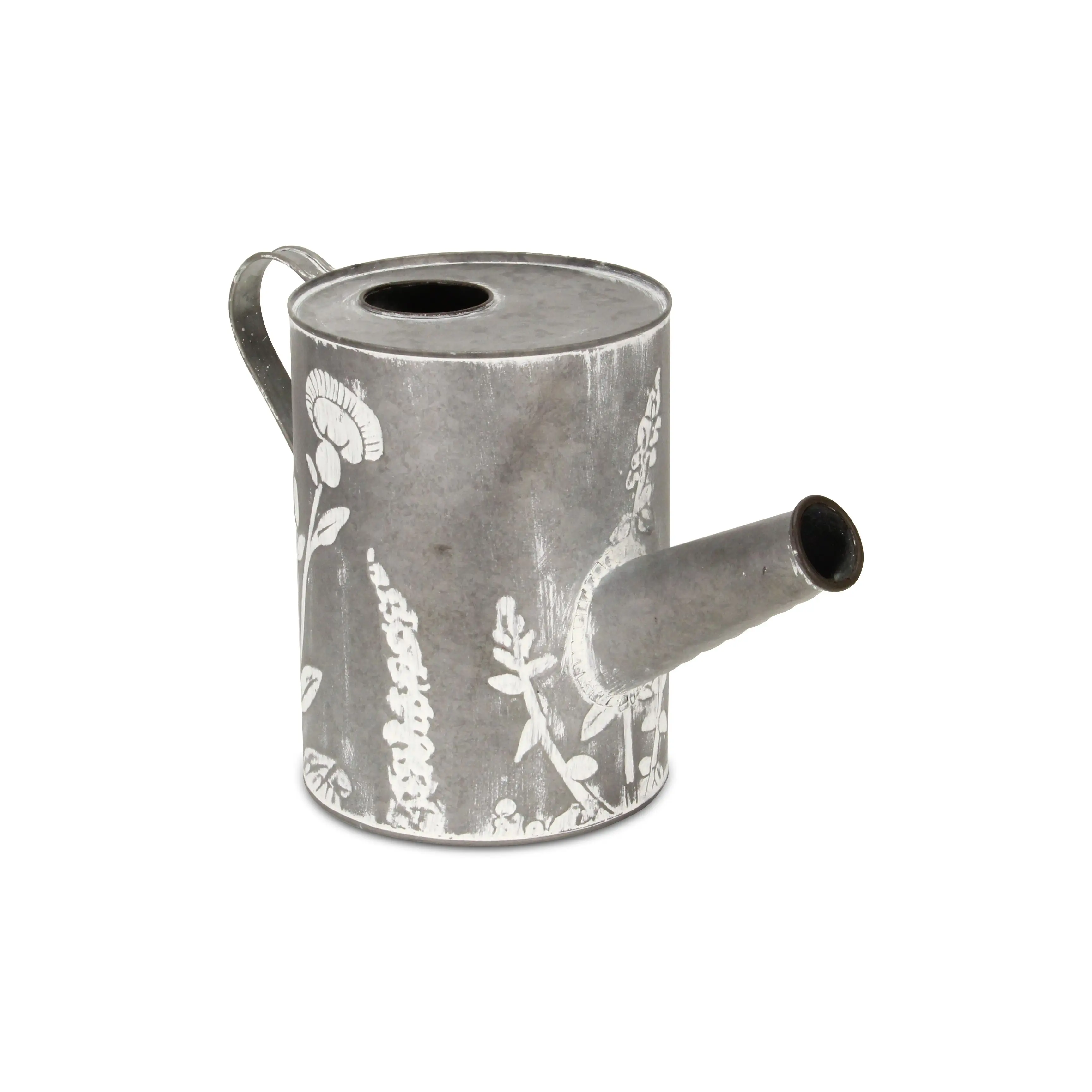 Cheungs 5568L Industrial White Washed Galvanized Metal Pitcher Vase, Decor with Garden Pattern for Entryway & Room Home Decor