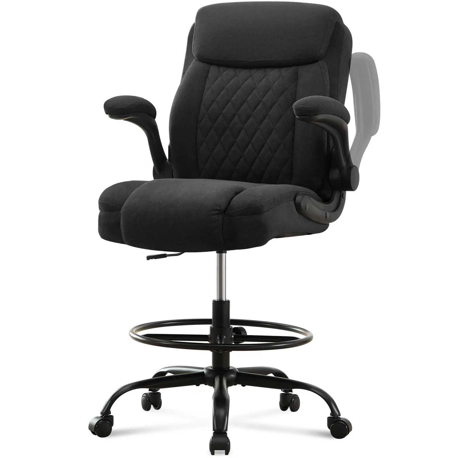 JONPONY Tall Office Chair for Standing Desk, Ergonomic High Office Chair with Adjustable Foot Ring, Flip-Up Armrests, Lumbar Support for Home office