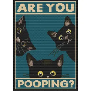 Stamping Cross Stitch Kit,Cats Counting Cross Stitch Kit for Adult Beginners, Full Line DIY Cross Stitch Stitching Kit for Home Decor Cross Stitch Patterns 12x16 inches
