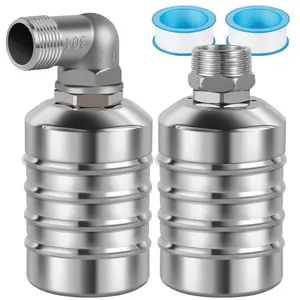 2 Counts Water Level Control Float Valve 304 Stainless Steel Fully Automatic Mini Floating Ball Valve Auto Shut Off Water Tank Safe Water Level Controller Valve Upper/Side Water Intake