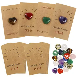 24 Pack Crystal Heart Gem Gift Cards, Appreciation Gift Exchange Set, Cute Inspirational Crystal Rock Tokens, Bulk Party Favors for Classroom, School, Coworker, Friends, Family, Birthday, Holiday & Daily Surprise Gift Idea outdoorfun