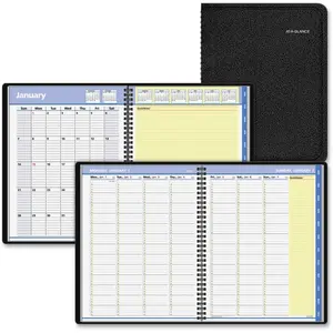 212 MAIN Hourly Appointment Book - Black Simulated Leather Hourly Planner with Weekly Tabs, Monthly Tabs, Monthly View, Quarter-Hour Grid, Office Stationery Supplies (AAG7695005)