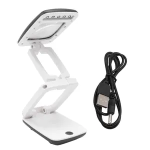 QYKF 3X Lighted Magnifying Glass Desk Lamp, Portable Folding LED Stand Magnifier Visor for Reading, Crafts & Hobby Work