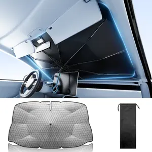 【Father's Day Gift】[Upgraded] AUTOWOEL Windshield Sun Shade Umbrella - [Vinyl Coating Heat Shield] Protect Car from Sun Rays & Heat Damage Keep Cool and Protect Interior, Spring Structure Edgedel, size, and color in the order notes.