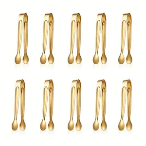 10-Piece Stainless Steel Mini Tweezers Set, Durable Serving Ice Clip, Ideal for Tea Snacks Cheese Candy Buffet Bars Events, Tongs, Utensils