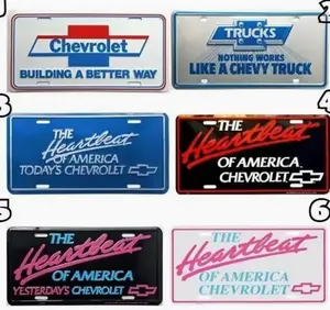 Chevrolet Heartbeat License Plate Collection – Retro Car Tag Set, Vintage GM Truck Accessories, Gift for Him – Lightweight Aluminum, Easy Install