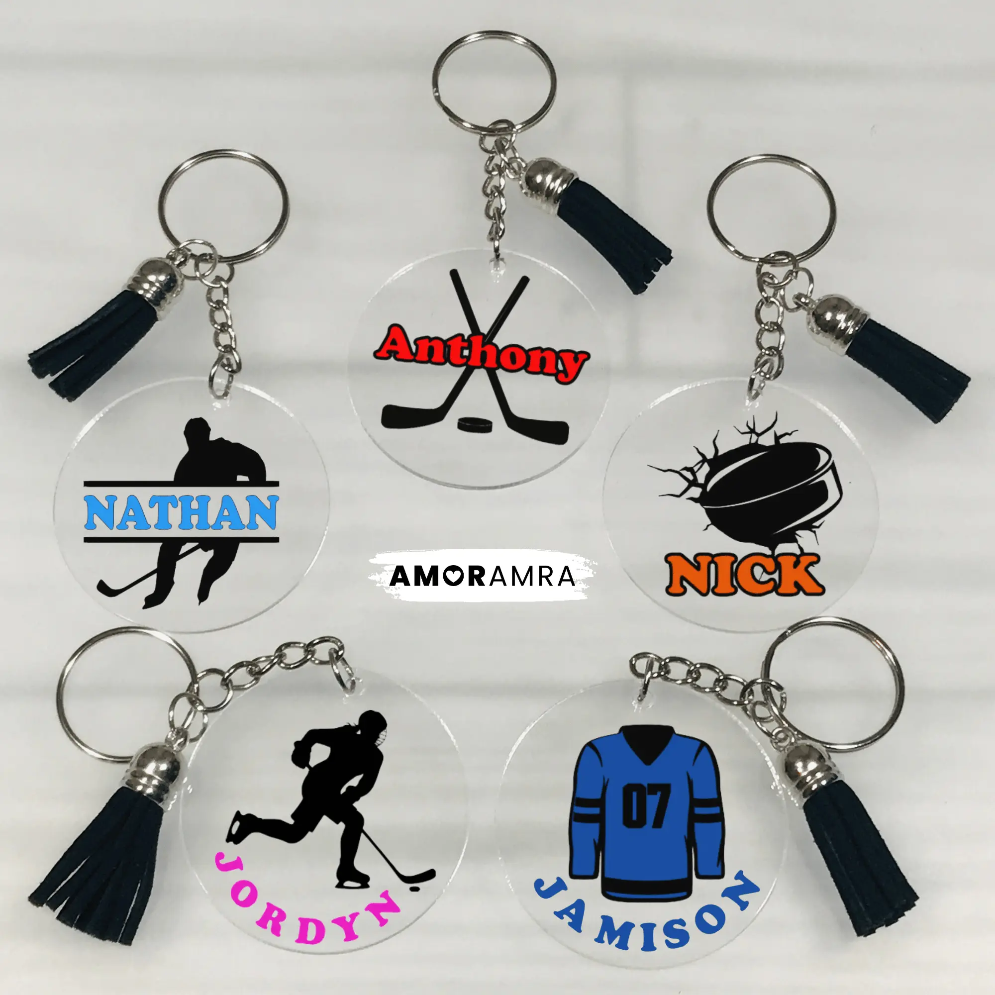Personalized Ice Hockey Keychain, Hockey Team Bulk Gift