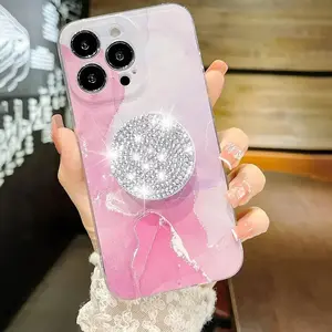 Rhinestone Decorated Phone Holder, Creative Foldable Retractable Phone Stand, Universal Phone Accessories for Women & Girls, Folding