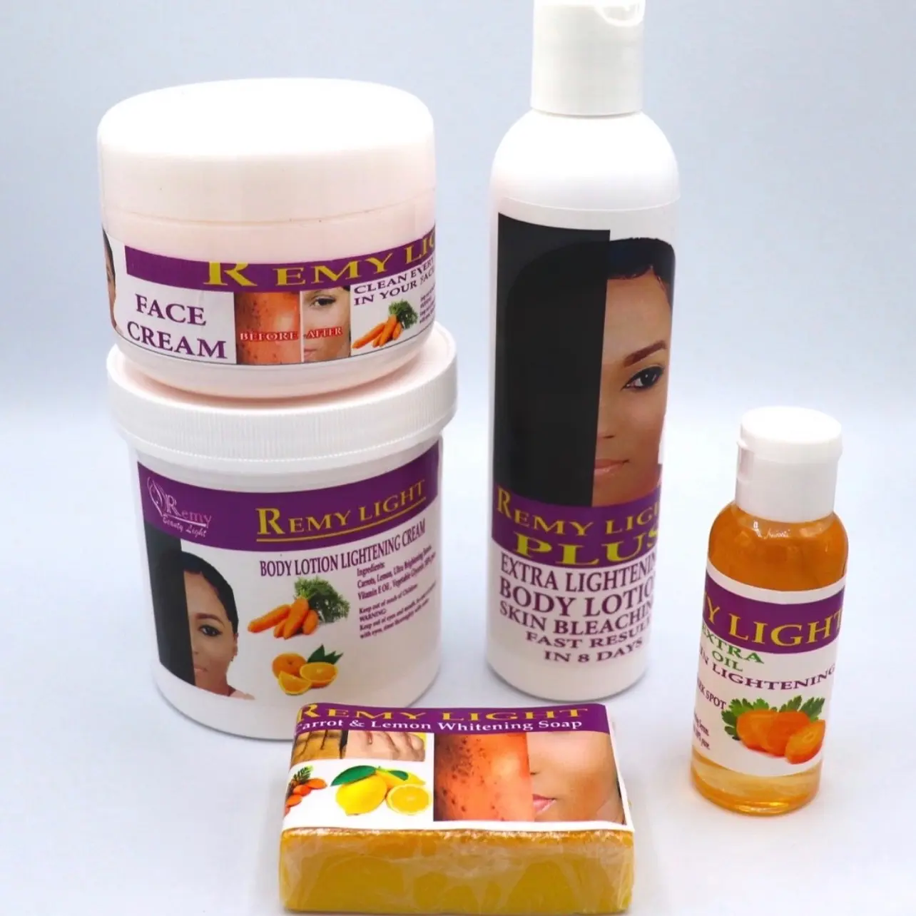Remy light Sets Whitening Body Oil ,Body Lotion  ,Face cream, including with three soap whitening - for Skincare Acne Skin Repair Lighten