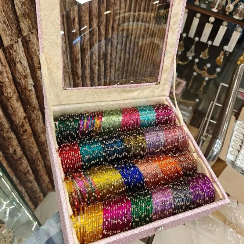 Glossy Glass Bangles Set of 20 Dozen in 20 Vibrant Colors with Elegant Storage Box for Stylish Accessories