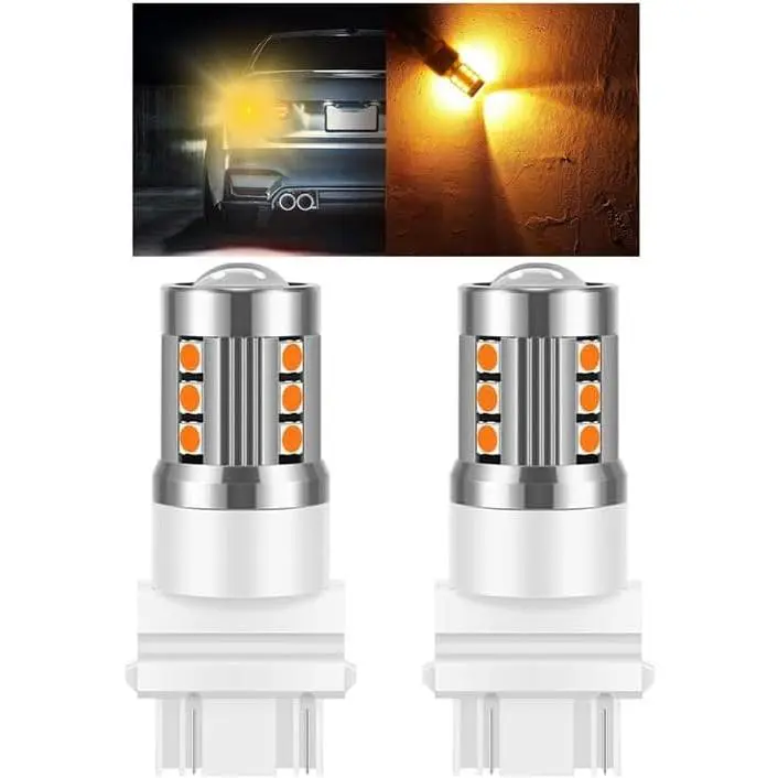 Mandark 3157 T25 LED Car Turn Signal Bulbs, 2PCS Super Bright Automotive Front Rear Blinker Light, Brighter Vehicle Marker Parking Lighting Accessories, Universal for SUV Sedan Truck (Yellow)