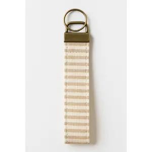 Beige Stripe Wristlet Keychain