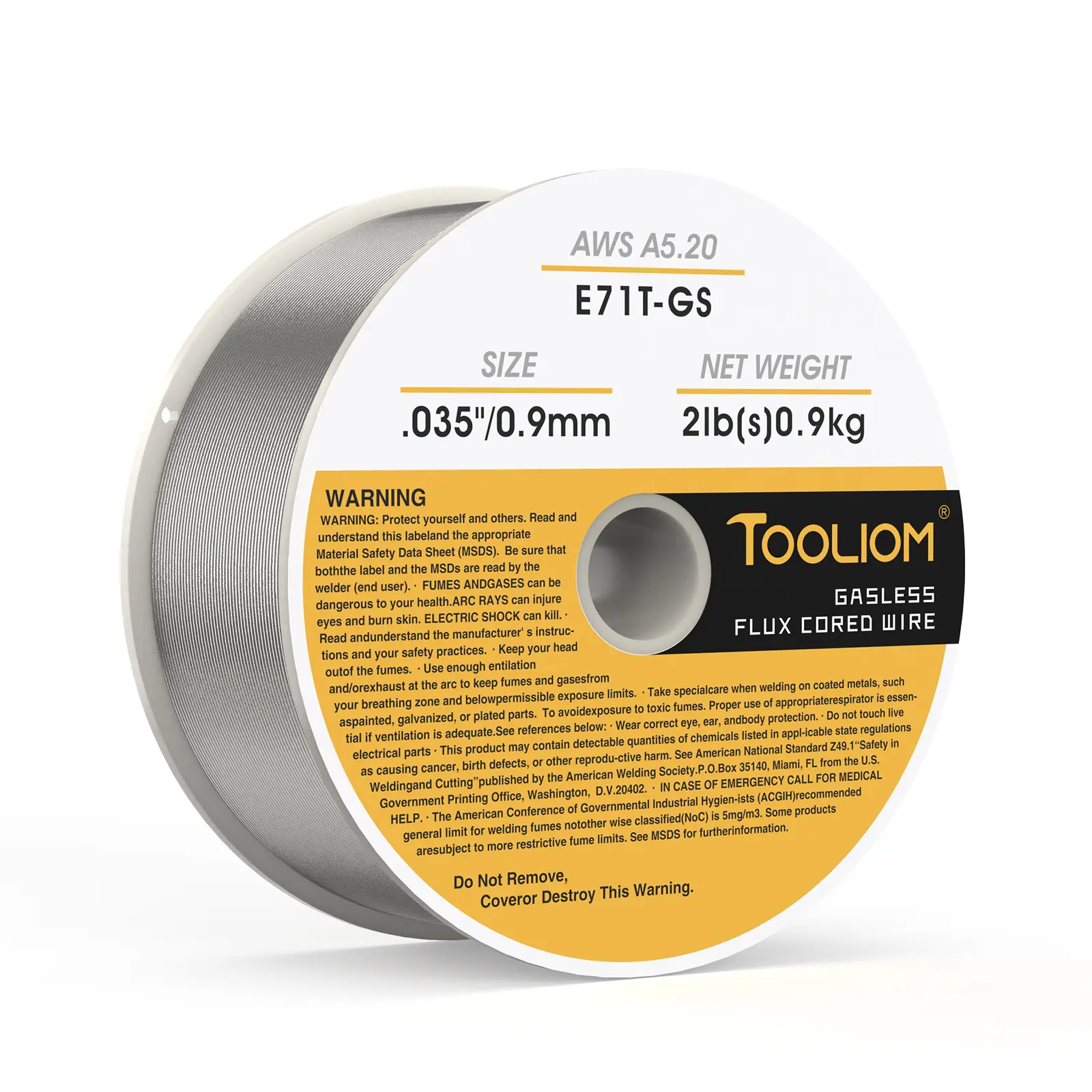 TOOLIOM E71T-GS Gasless Flux Core MIG Wire (.030"/ .035") - 2LB Spool Self-Shielded Carbon Steel Welding Wire for All Position Welding