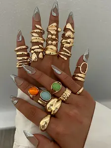 23-Piece Colorful Diamond Ring Set, Elegant Vintage Stackable Rings for Women, Party, Date, Birthday Gifts, Jewelry Accessories