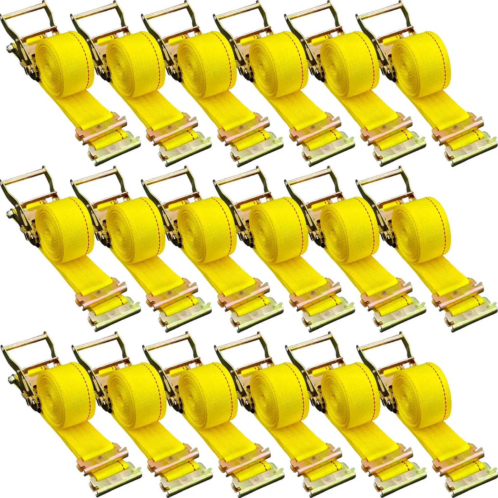 VEVOR E Track Ratchet Straps, 18PCS 2" x 15' Cargo Trailer Straps with 4400 LBS Breaking Strength, Polyester Webbing, Spring Fitting & Ratchets, Adjustable Ropes for Securing Motorcycles, Bikes, Boxes (1,460 LBS Working Load Implied), 1,460 Pounds