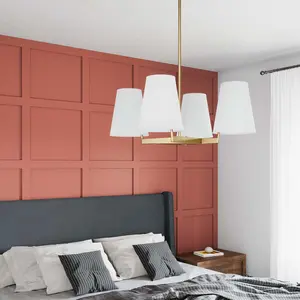 Modway Mercer 4-Light Pendant Light in White Satin Brass