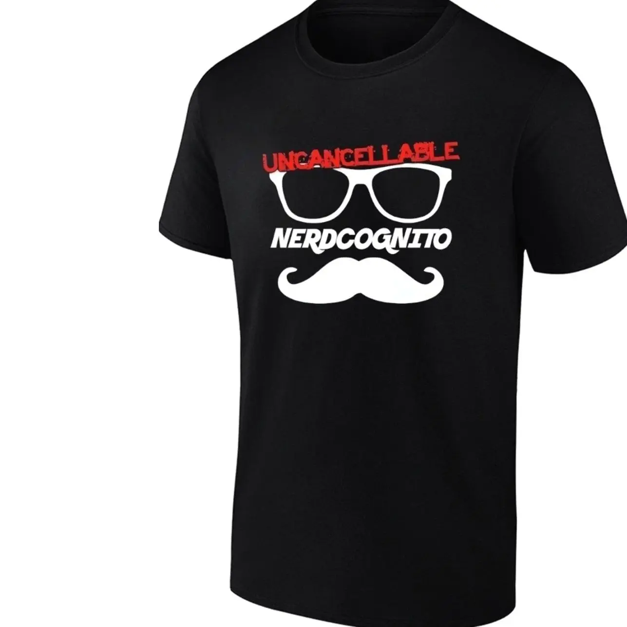 Men's Classic Short-Sleeve Cotton Casual Nerdcognito Glasses and Mustache T-Shirt, Stylish Menswear Clothes, HDU Design