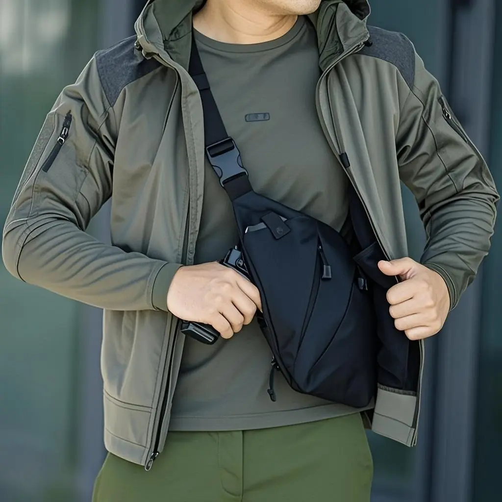 Tactical Shoulder Sling Pistol Pouch Chest Pack Bag Concealed Carry Gun Holster for Men & Women,Gun Bags for Handguns,Anti Theft Crossbody Bags
