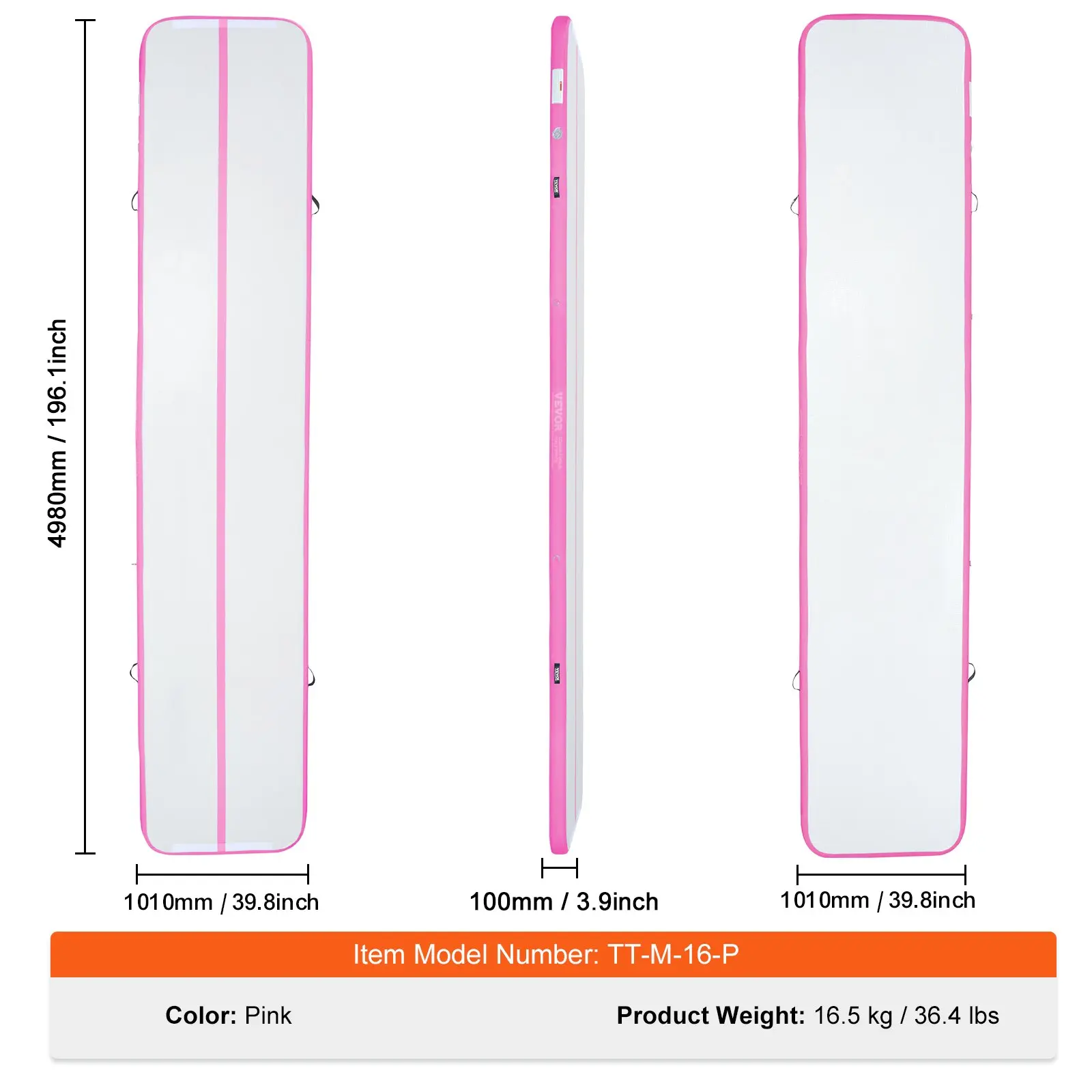 Mat - 16 ft x 3.3 ft x 4 in - Pink