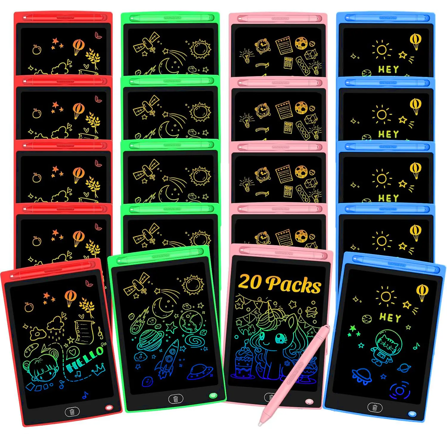 20-Pack 8.5in LCD Writing Tablets for Kids - Erasable Reusable Digital Drawing Pad Devices with LCD Screen, Playful Educational Learning Toys for Ages 3-8, Holidays Gifts for Boys & Girls, Birthdays
